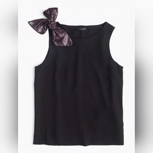 J. Crew Sequin Bow Shoulder Tank Top Black 6